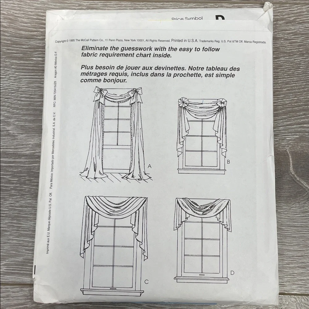 Uncut McCall’s Home Dec In A Sec Window Treatment Patterns 8078 8604 8772 9259 - Picture 3 of 16